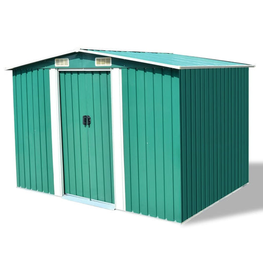 Garden Storage Shed Green Metal 257 x 205 x 178 cm