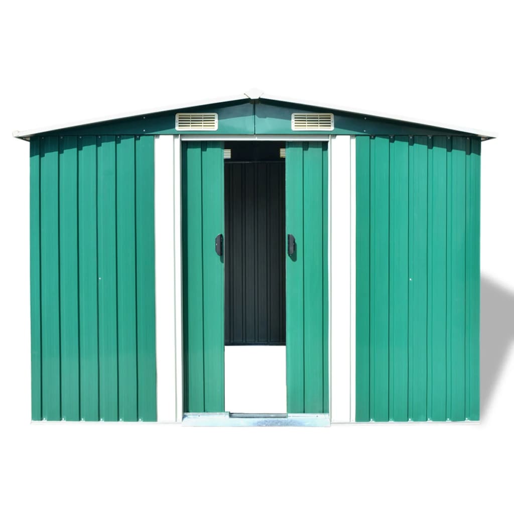 Garden Storage Shed Green Metal 257 x 205 x 178 cm