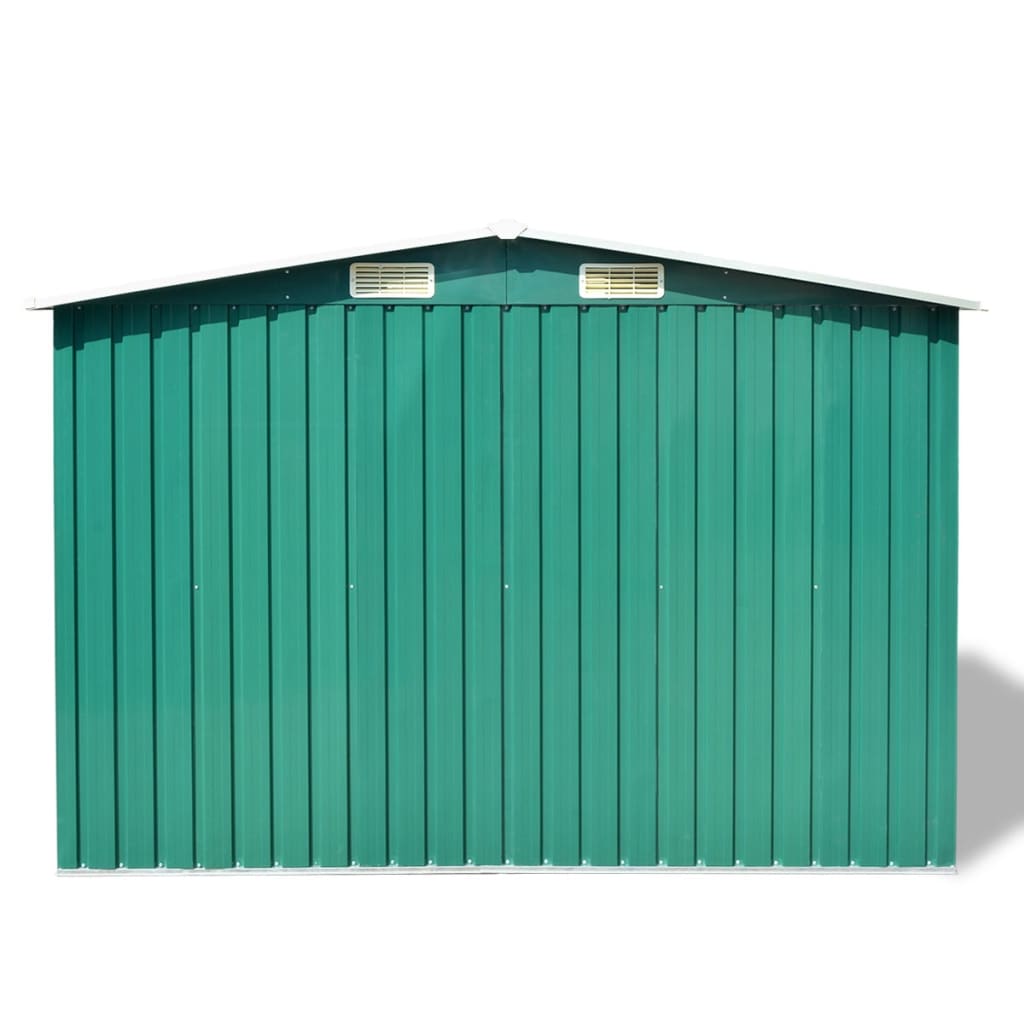 Garden Storage Shed Green Metal 257 x 205 x 178 cm