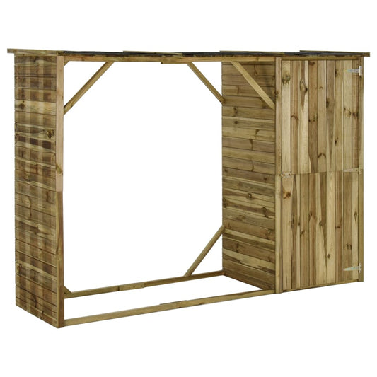 Garden Firewood Tool Storage Shed Pinewood 253 x 80 x 170 cm